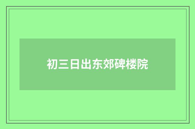 初三日出东郊碑楼院