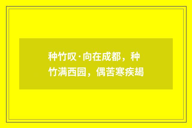 种竹叹·向在成都，种竹满西园，偶苦寒疾朅