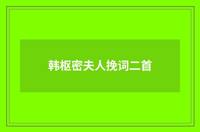 韩枢密夫人挽词二首