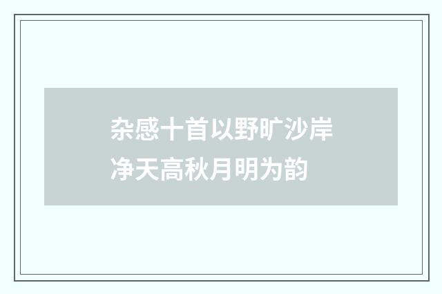 杂感十首以野旷沙岸净天高秋月明为韵