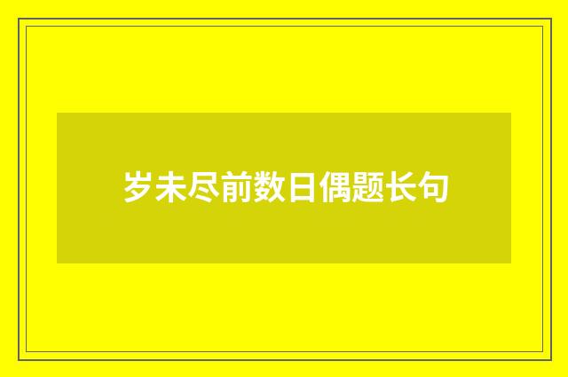 岁未尽前数日偶题长句