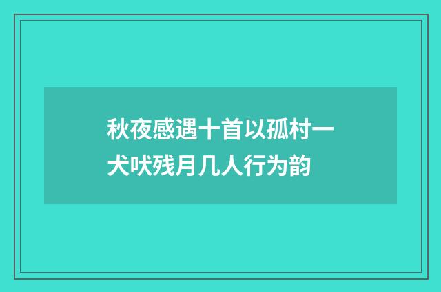 秋夜感遇十首以孤村一犬吠残月几人行为韵
