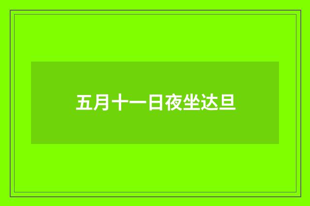 五月十一日夜坐达旦