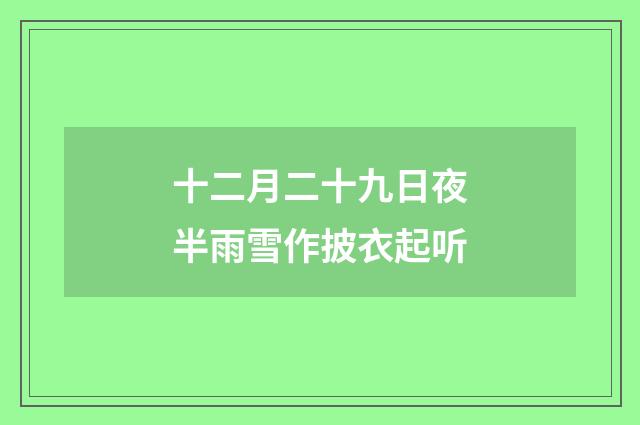 十二月二十九日夜半雨雪作披衣起听
