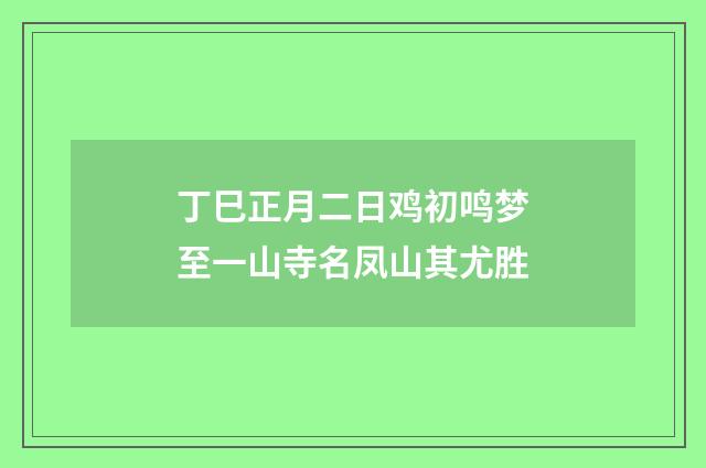 丁巳正月二日鸡初鸣梦至一山寺名凤山其尤胜