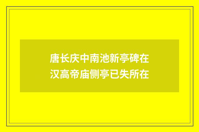 唐长庆中南池新亭碑在汉高帝庙侧亭已失所在