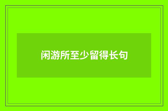 闲游所至少留得长句
