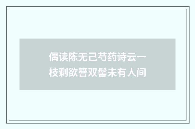 偶读陈无己芍药诗云一枝剩欲簪双髻未有人间