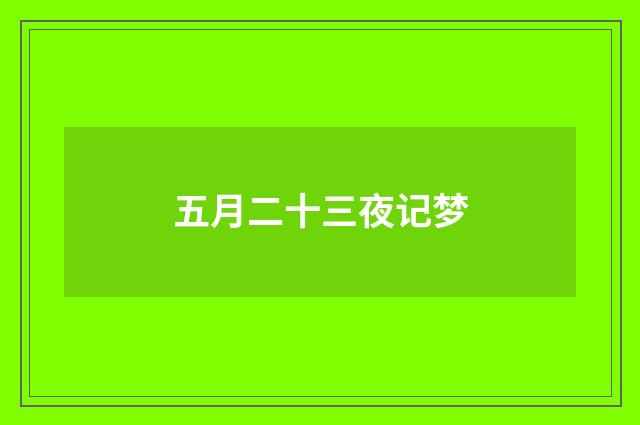 五月二十三夜记梦