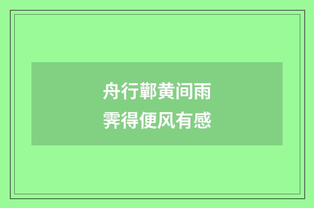 舟行鄿黄间雨霁得便风有感