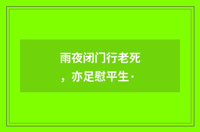 雨夜闭门行老死,亦足慰平生·