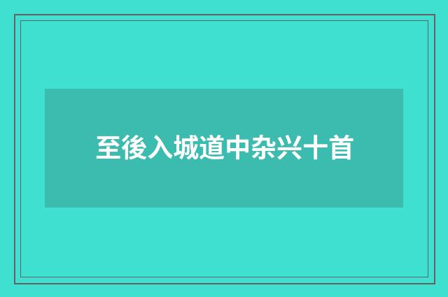 至後入城道中杂兴十首