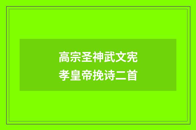高宗圣神武文宪孝皇帝挽诗二首