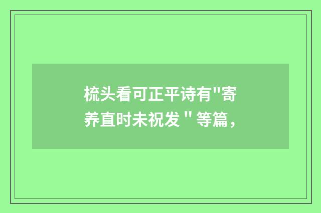 梳头看可正平诗有