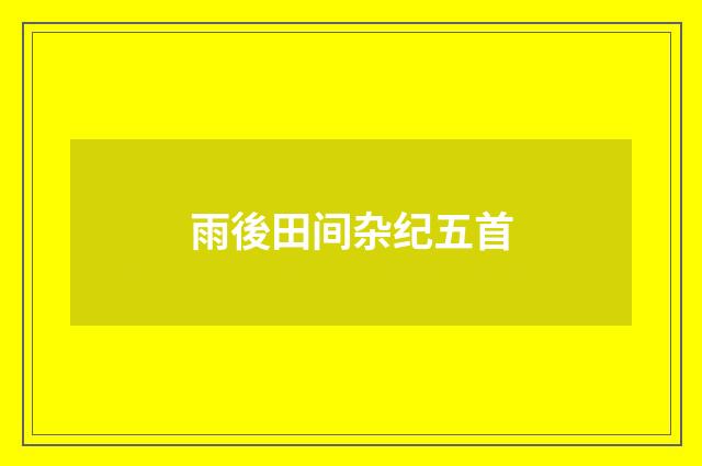 雨後田间杂纪五首