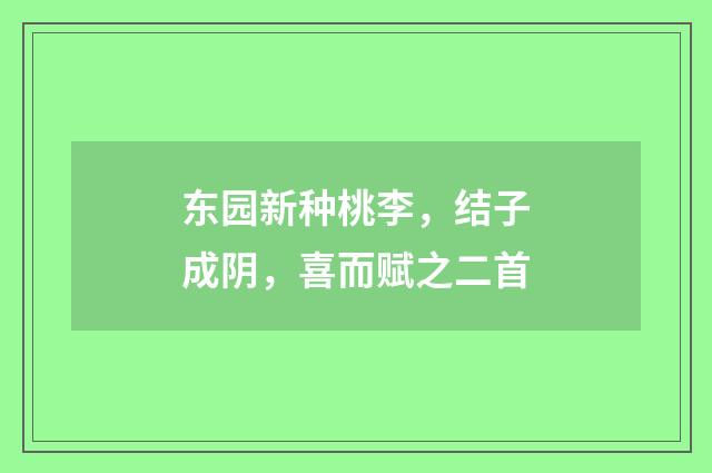东园新种桃李，结子成阴，喜而赋之二首