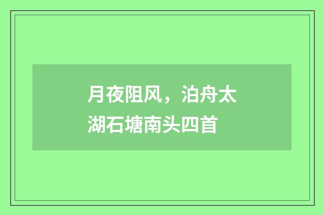 月夜阻风，泊舟太湖石塘南头四首