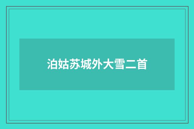 泊姑苏城外大雪二首