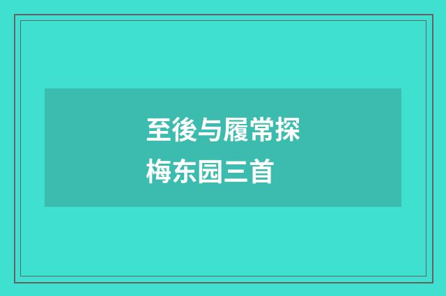 至後与履常探梅东园三首