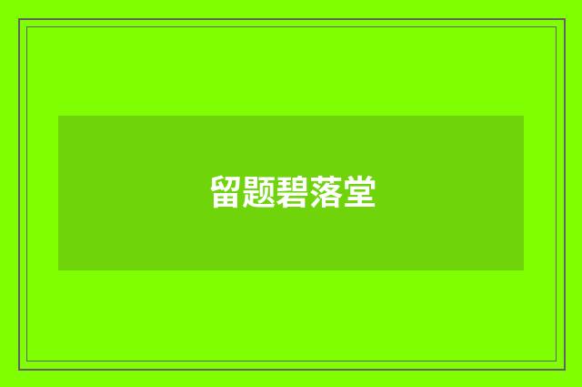 留题碧落堂