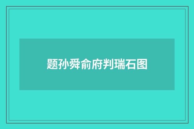 题孙舜俞府判瑞石图