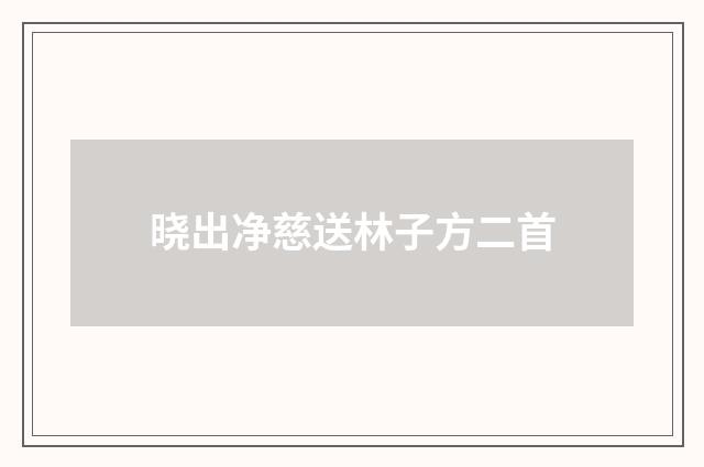 晓出净慈送林子方二首