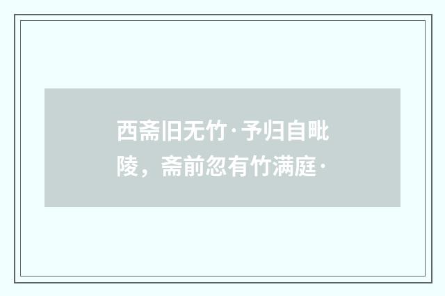 西斋旧无竹·予归自毗陵，斋前忽有竹满庭·