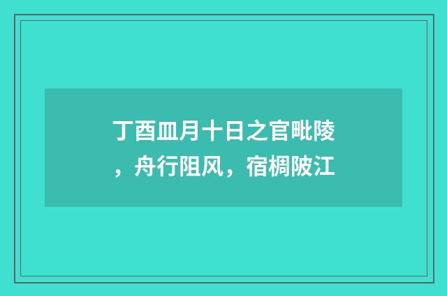 丁酉皿月十日之官毗陵，舟行阻风，宿椆陂江