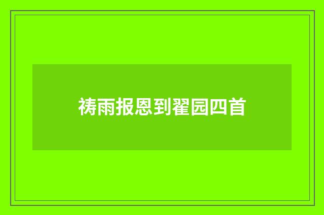 祷雨报恩到翟园四首