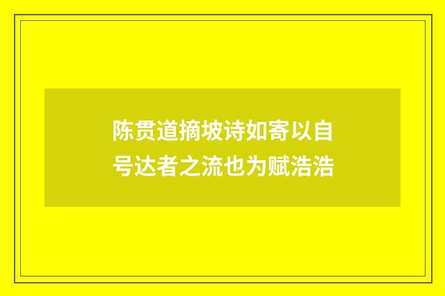 陈贯道摘坡诗如寄以自号达者之流也为赋浩浩