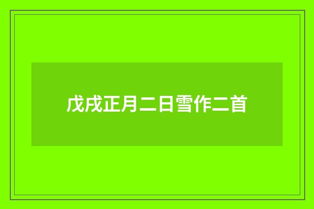 戊戌正月二日雪作二首