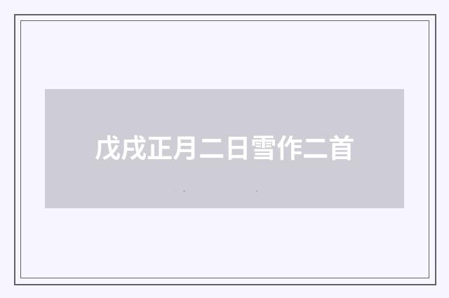 戊戌正月二日雪作二首