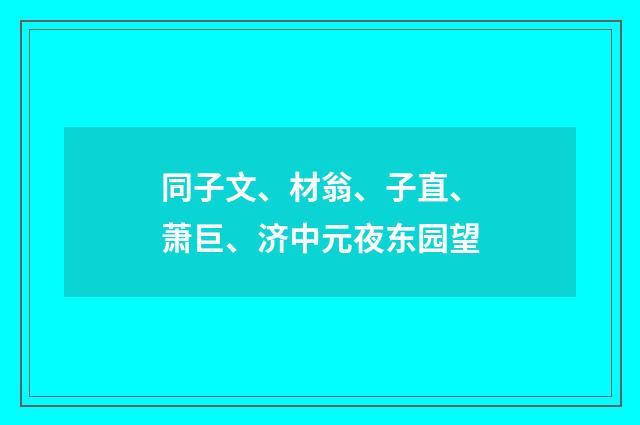 同子文、材翁、子直、萧巨、济中元夜东园望