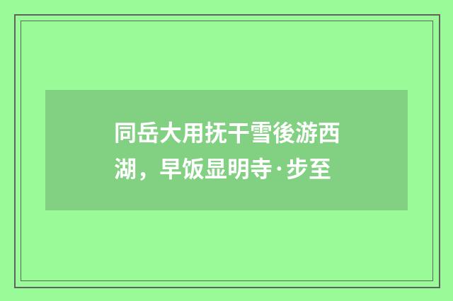 同岳大用抚干雪後游西湖，早饭显明寺·步至