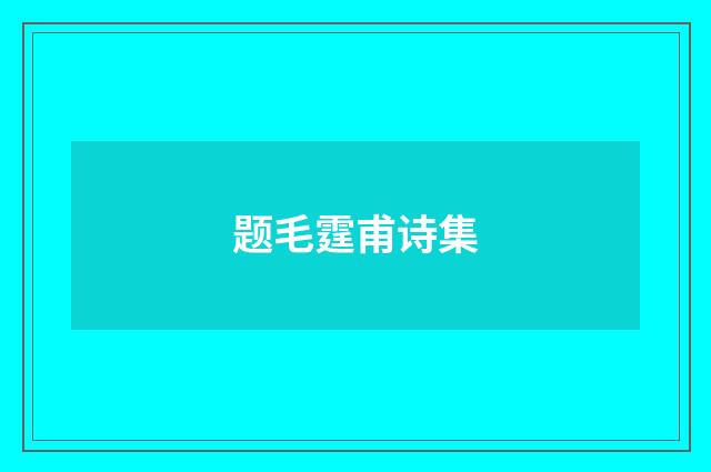 题毛霆甫诗集