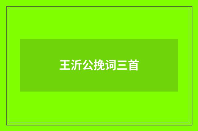 王沂公挽词三首