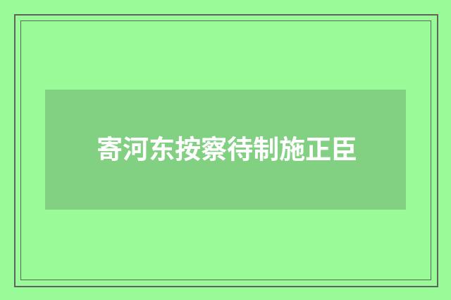 寄河东按察待制施正臣