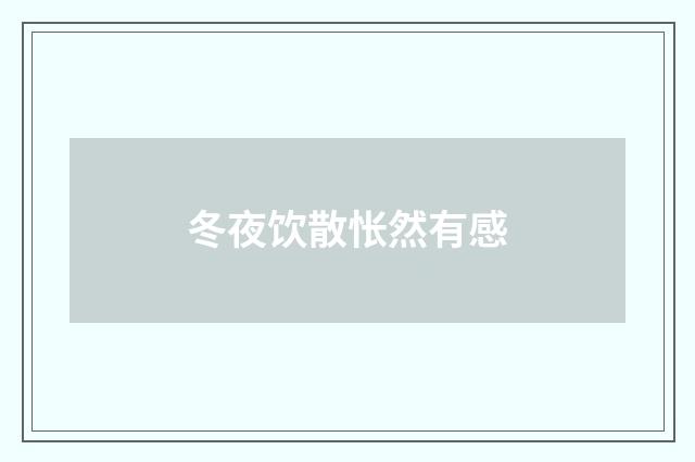 冬夜饮散怅然有感