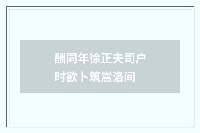 酬同年徐正夫司户时欲卜筑嵩洛间