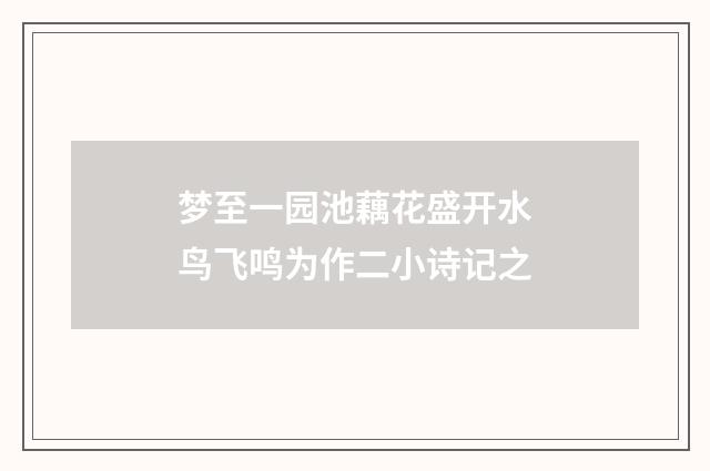 梦至一园池藕花盛开水鸟飞鸣为作二小诗记之