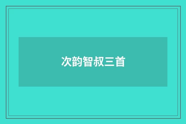 次韵智叔三首