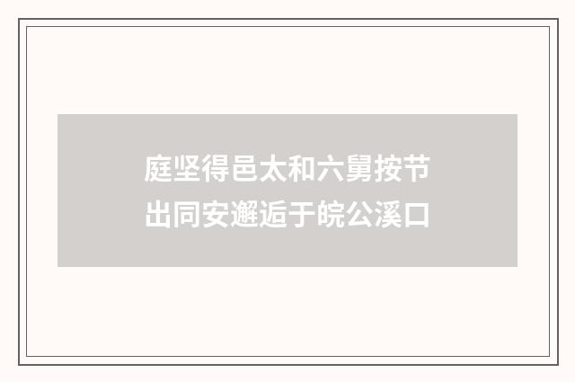 庭坚得邑太和六舅按节出同安邂逅于皖公溪口