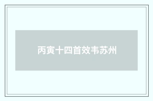 丙寅十四首效韦苏州