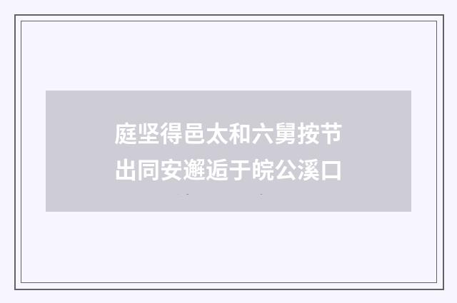 庭坚得邑太和六舅按节出同安邂逅于皖公溪口