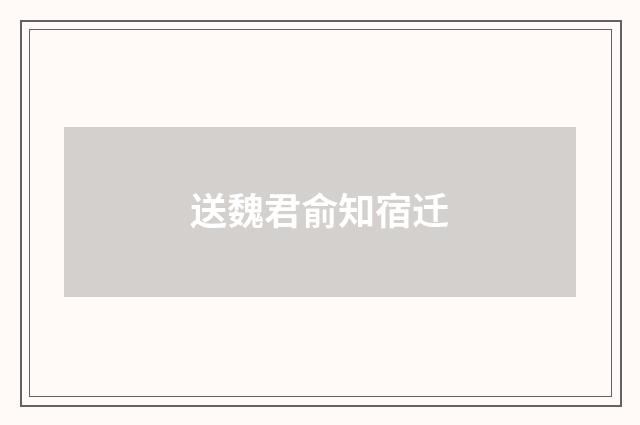 送魏君俞知宿迁