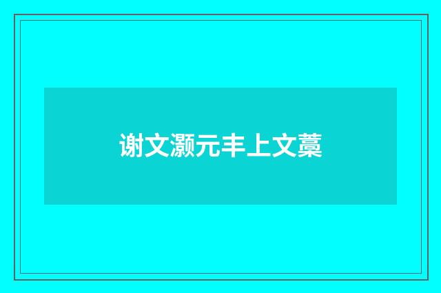 谢文灏元丰上文藁