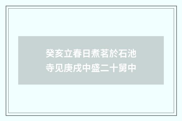 癸亥立春日煮茗於石池寺见庚戌中盛二十舅中