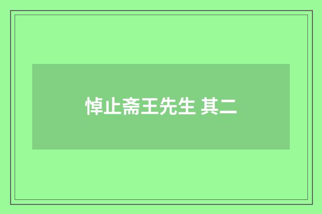 悼止斋王先生 其二