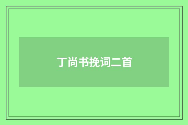 丁尚书挽词二首