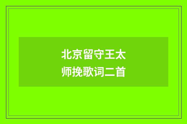 北京留守王太师挽歌词二首
